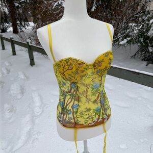 Iconic Y2K Roberto Cavalli Floral Yellow Corset Top NWT!!